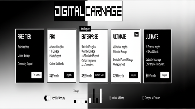 Capture d'ecran des niveaux tarifaires d'adhesion Digital Carnage